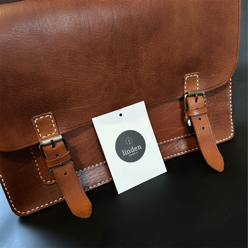Linden Unisex Brown Leather Messenger Bag Crossbody Medium Casual
